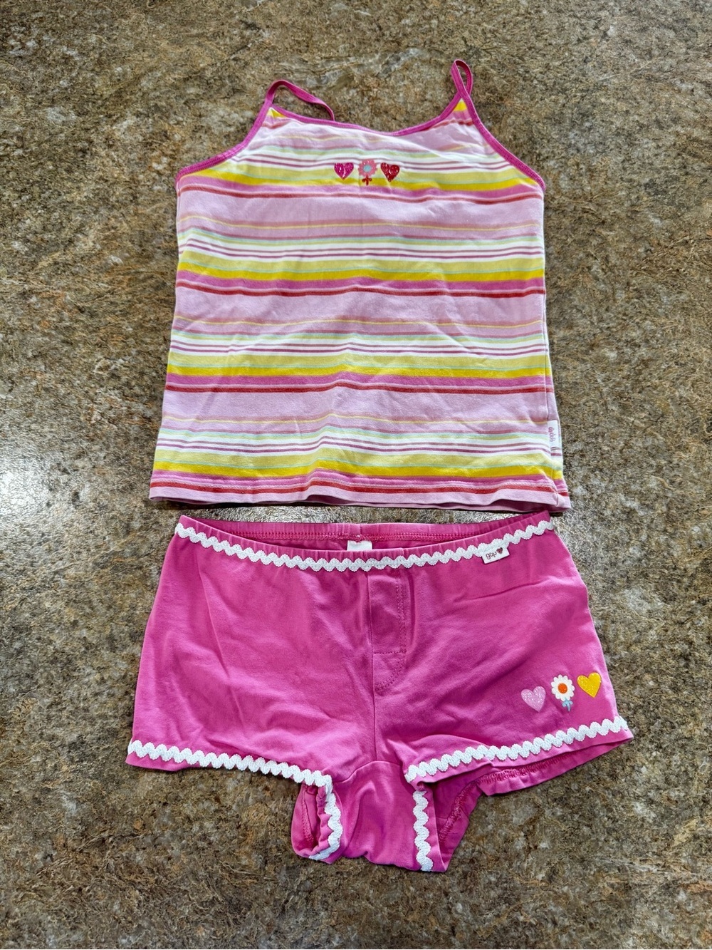 Gap Kids Girls 2 Piece Pajama Set Size L 10 Pink Striped Cami Shorts